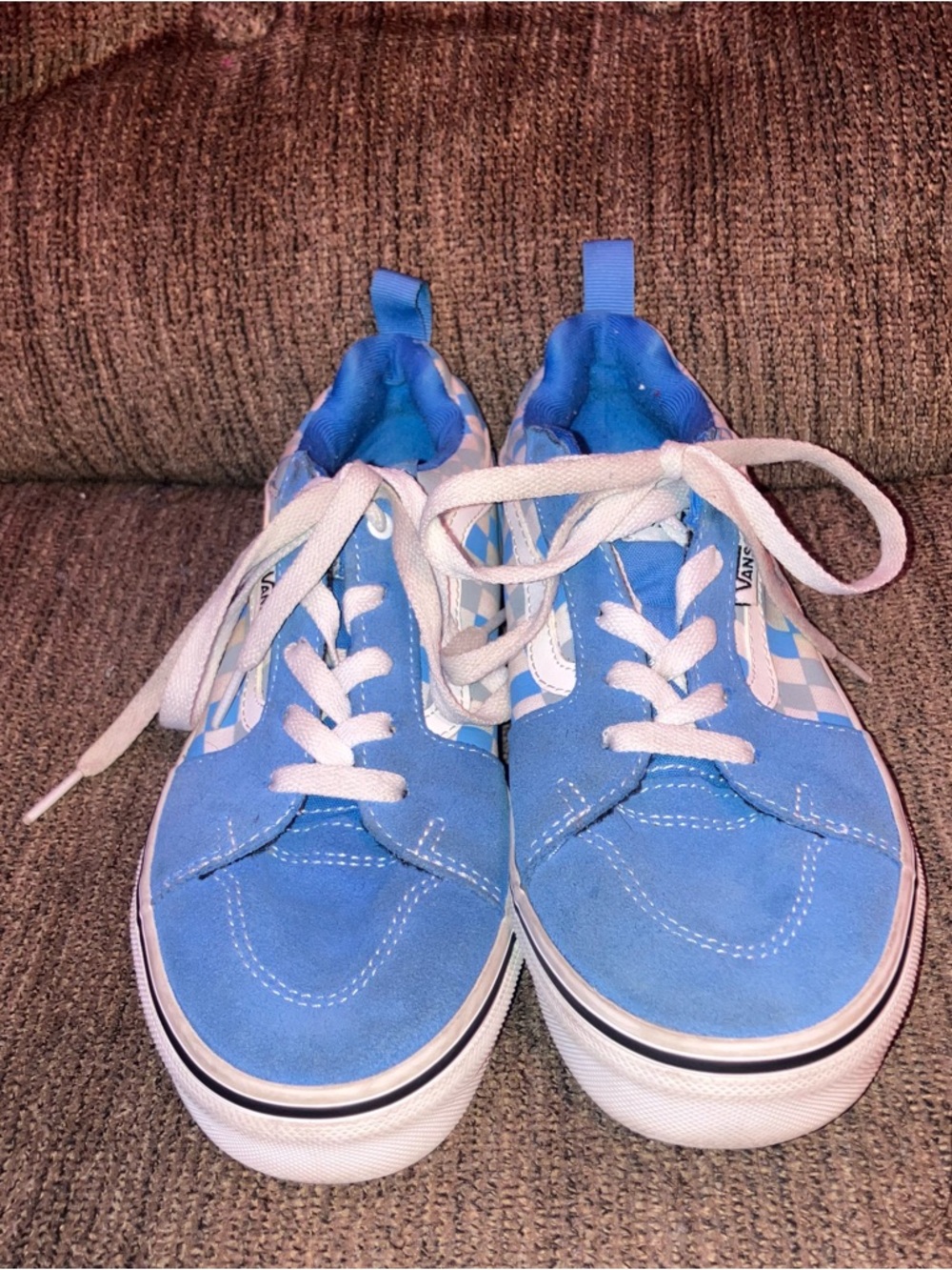 Vans Old Skool Lite Blue White Checkered Ward Skate Low Shoe Checker kids size 5